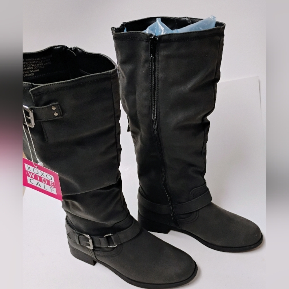 XOXO Black Over the Knee Marsh Boots with Decorative Buckles 6.5 US